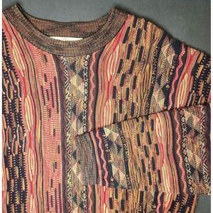 Vtg  Norm Thompson 3D Knit Coogi Style Sweater Men's Large  Fall colors